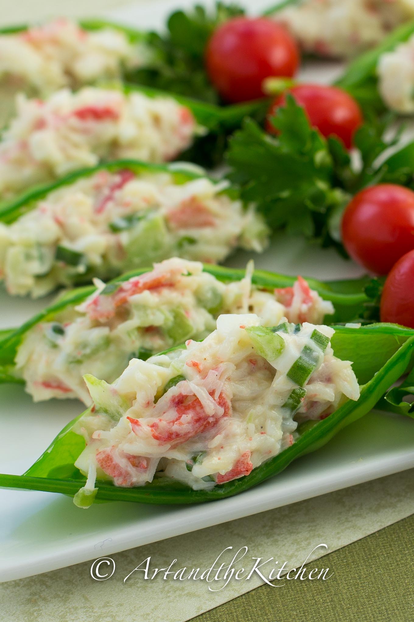 crab stuffed snow peas