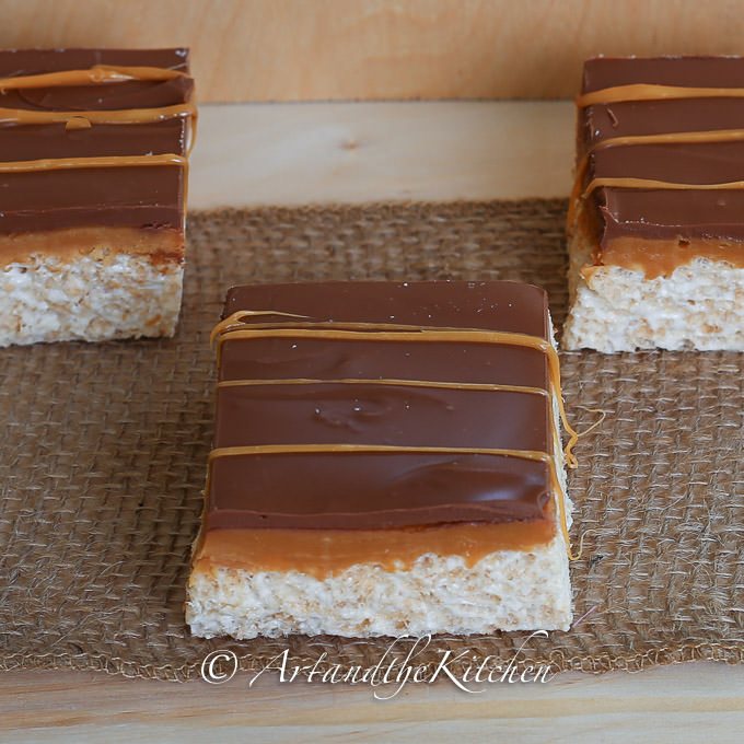 Chocolate Caramel Rice Krispie Squares Art and the Kitchen