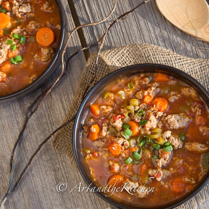 Italian turkey burger soup