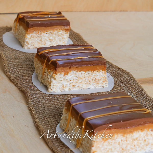 Chocolate Caramel Rice Krispie Squares