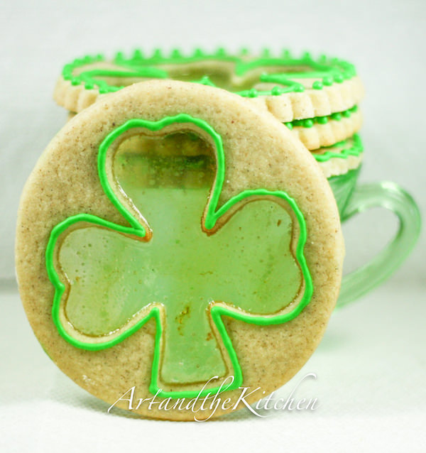 Shamrock Stained Glass Cookies