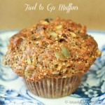 Healthy muffin with whole grains, dried fruit, pumpkin and sunflowers and more.