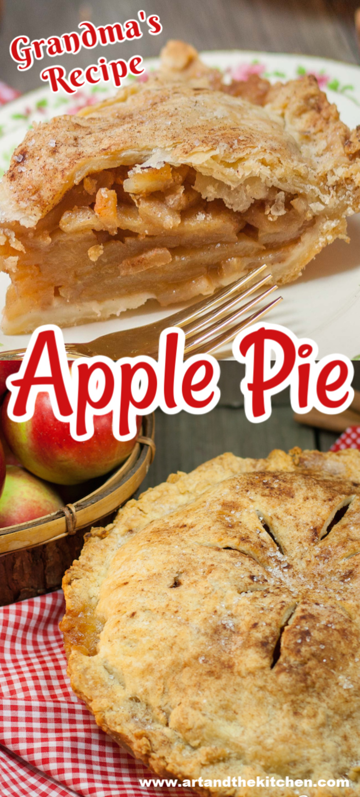 Grandma's Old Fashioned Apple Pie recipe starts with an ultra flaky made from scratch pie crust, then filled with fresh apples in sweet cinnamon filling. The best apple pie you will ever eat! via @artandthekitch