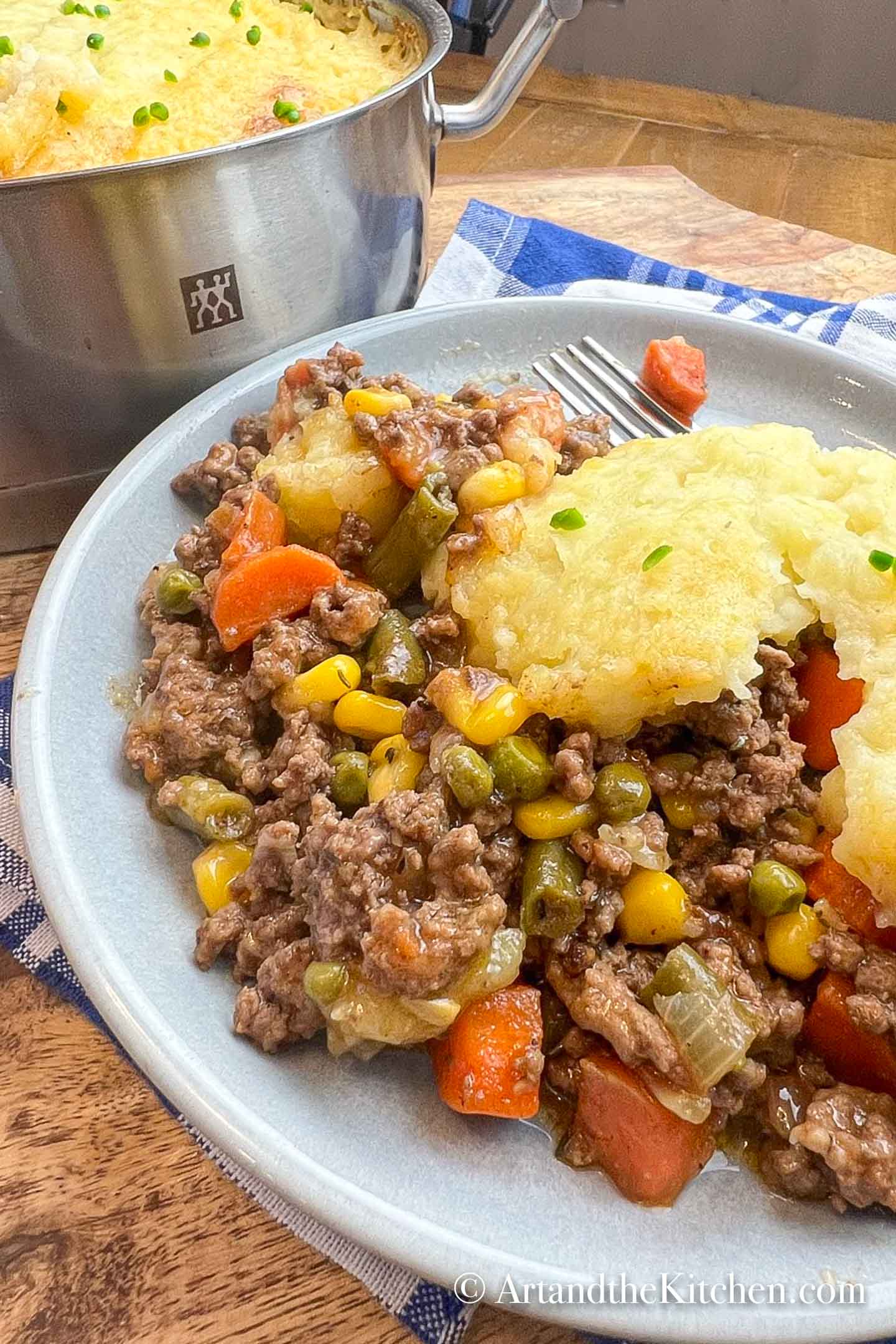 Plate of baked Shepherd's pie.