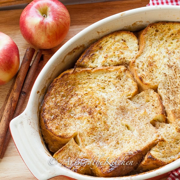 French toast in oval baking dish