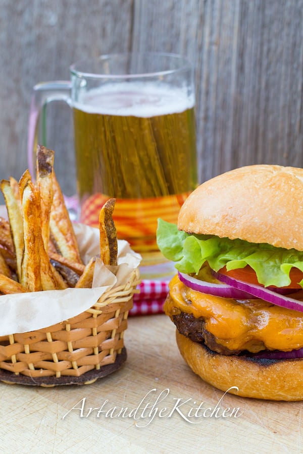 Homemade Burger and Fries with Jack Daniel's BBQ Sauce