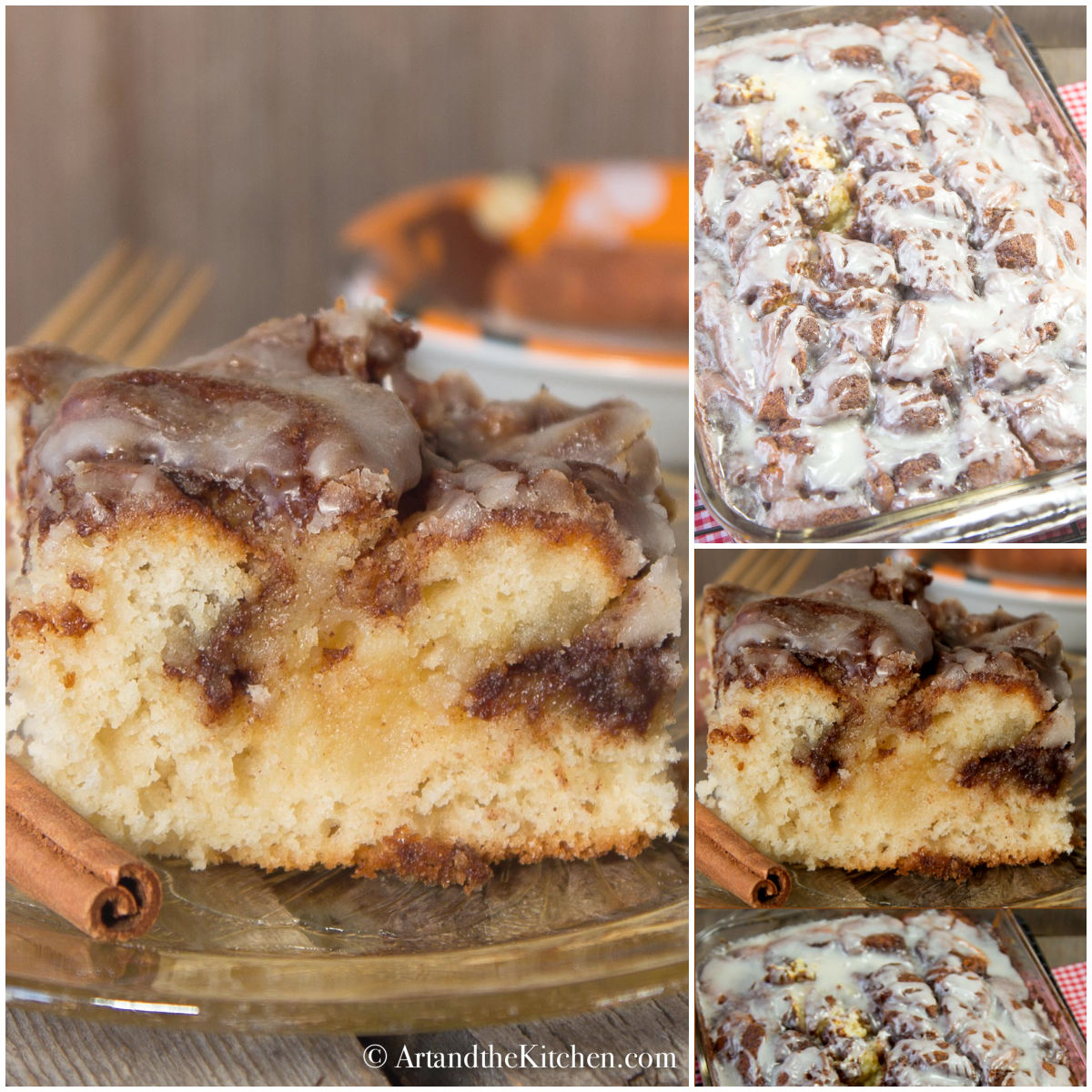 Cinnamon Roll Swirl Cake  tastes like a homemade cinnamon bun without all the work. A great coffee cake recipe! via @artandthekitch