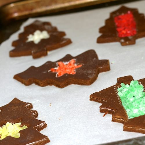 Gingerbread stained glass cookies