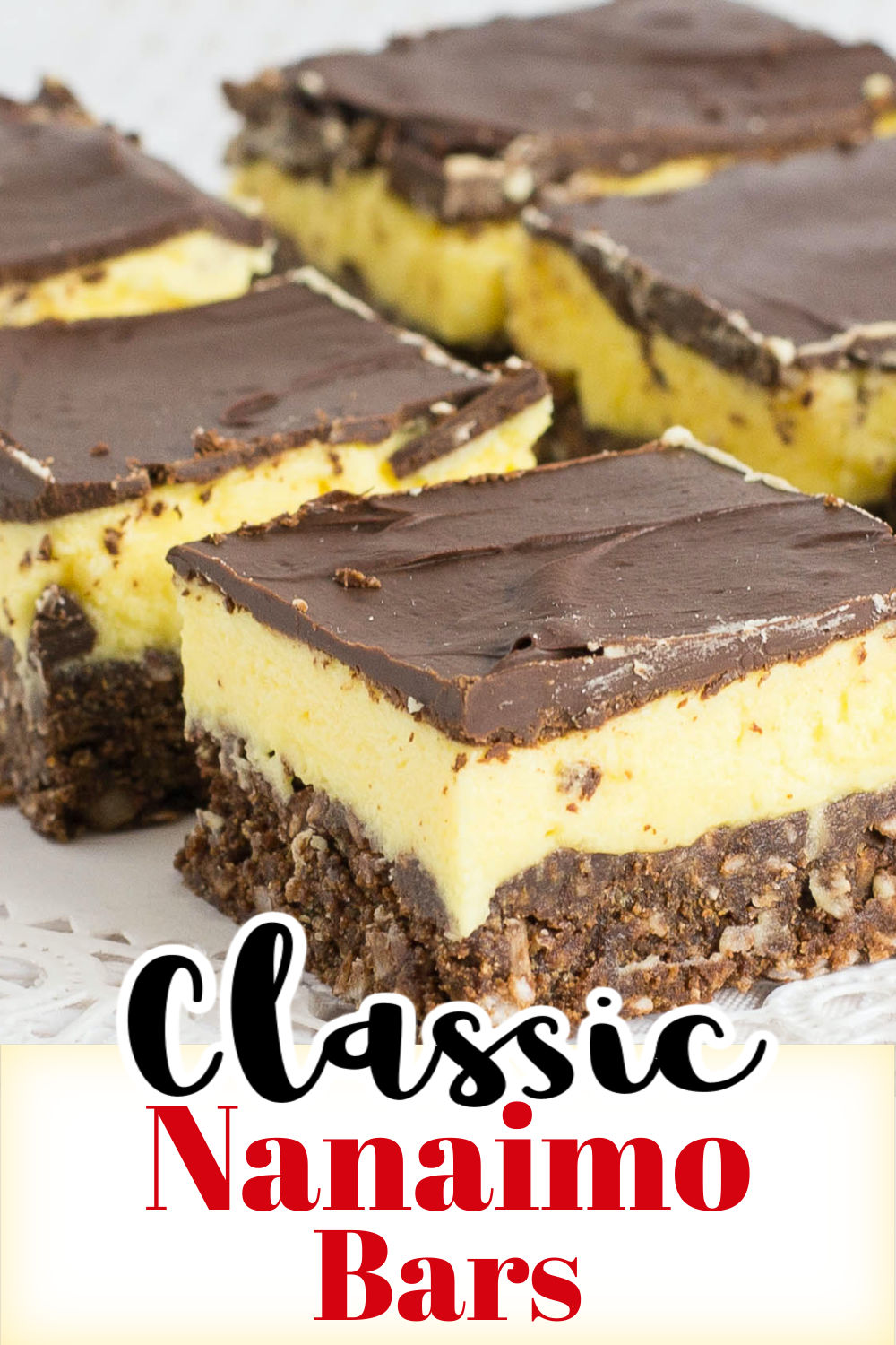Classic Nanaimo bars are delicious layers of chocolate coconut crumb crust, custard filling and chocolate coating. via @artandthekitch