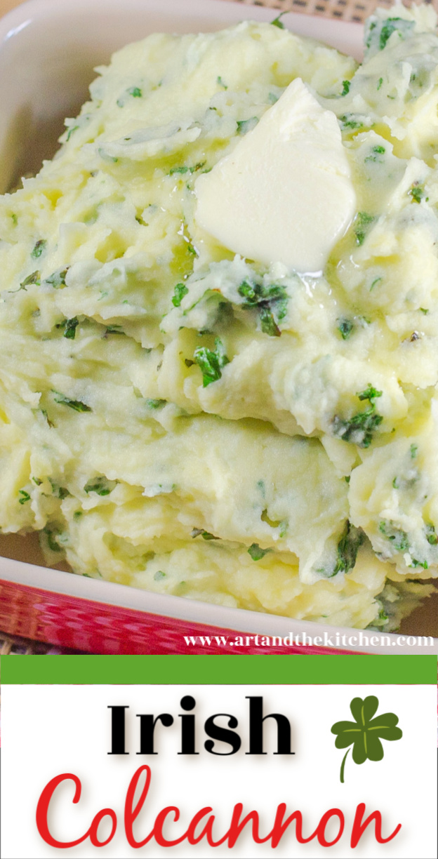 Colcannon is a traditional Irish recipe of mashed potatoes with kale, butter and milk. It is a great dish to serve on St. Patrick's Day!  via @artandthekitch