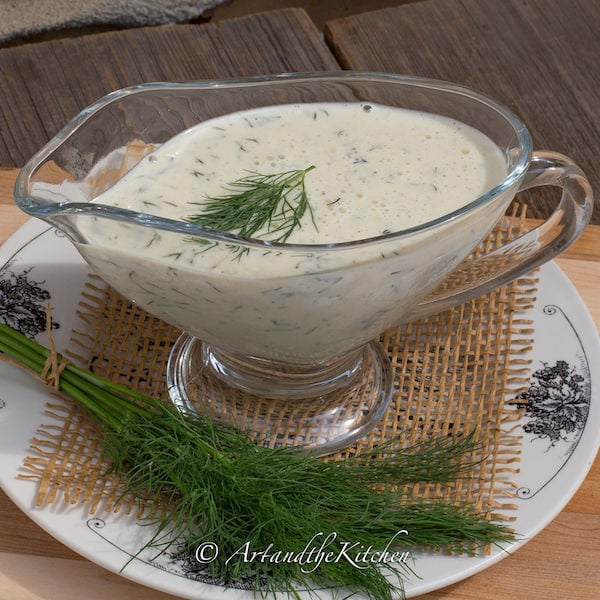 new potatoes with creamy dill sauce