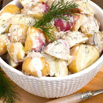 New Potatoes in creamy dill sauce
