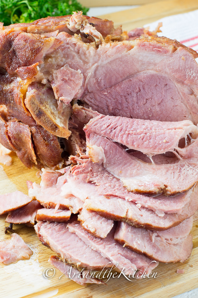 slow cooker maple and beer braised ham