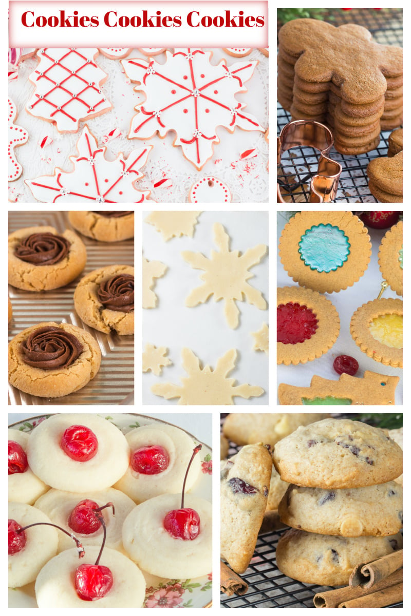 collage of favorite cookies for holiday baking.
