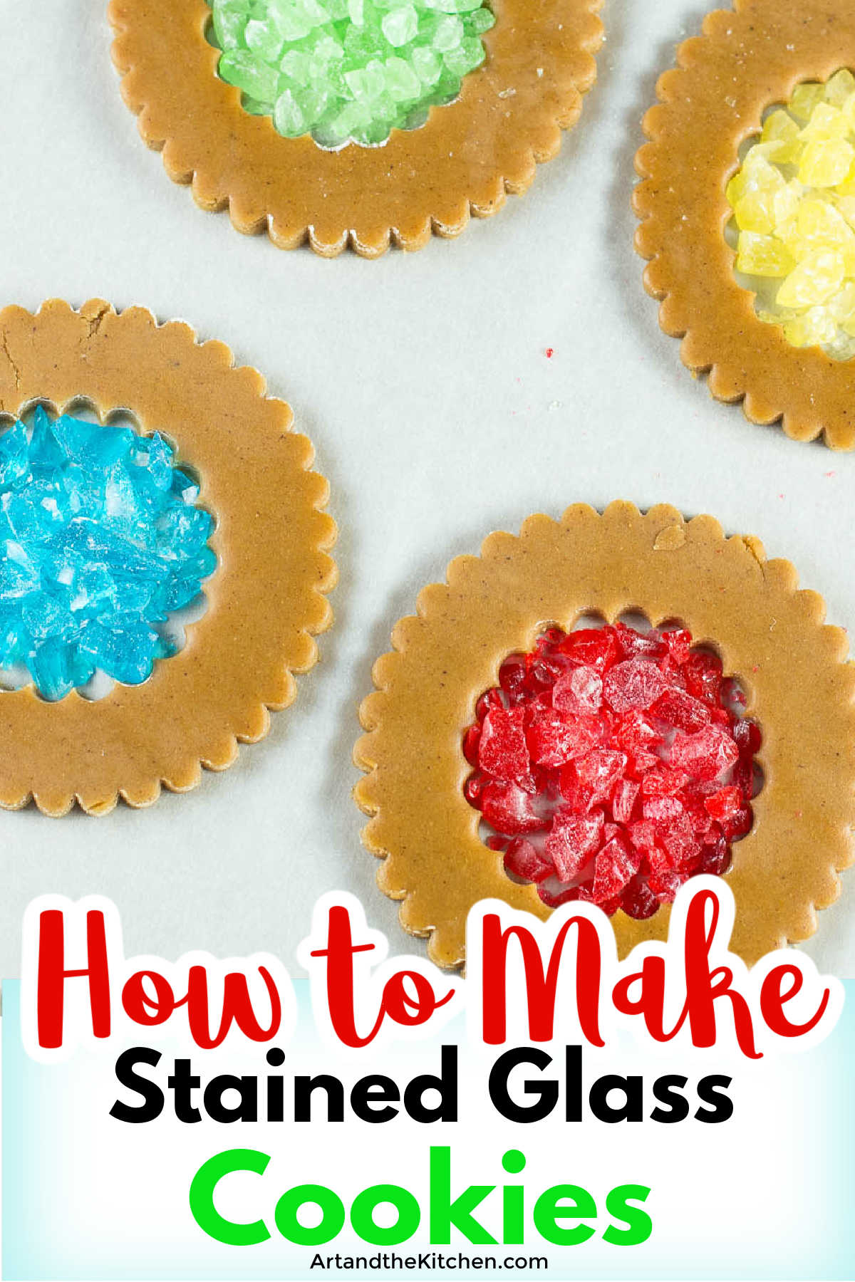 Step by step instructions and video for How to Make Stained Glass Cookies. These holiday cookies are so easy and fun to make!  via @artandthekitch