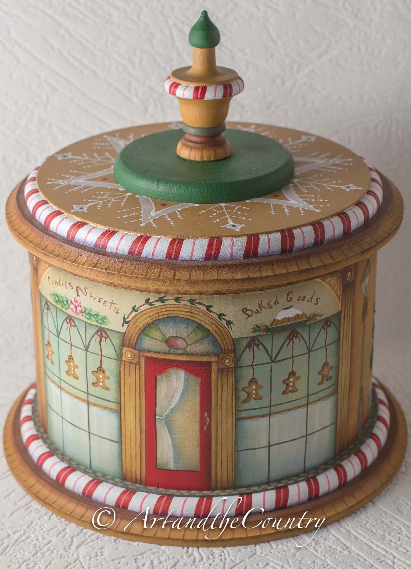 hand painted decorative wood candy box.