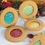 Cut out cookies with melted candy centre that looks like stained glass.