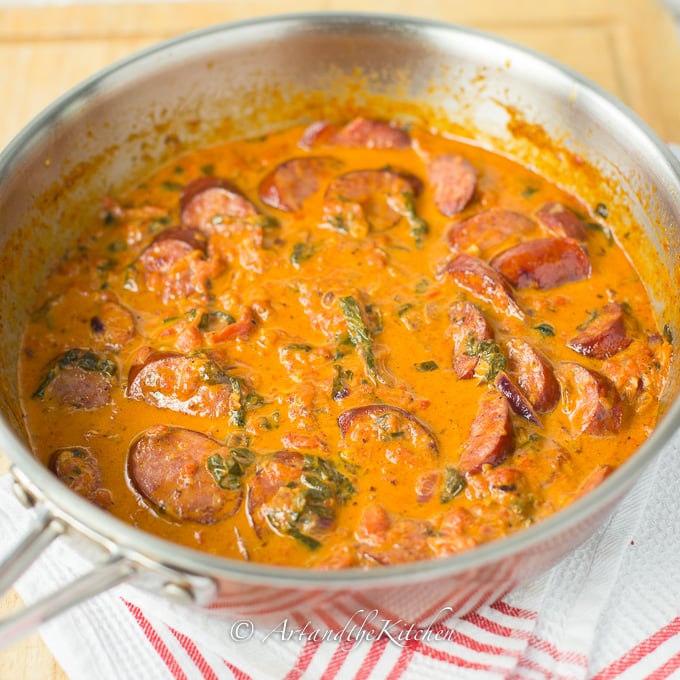 Pasta sausage spinach deals