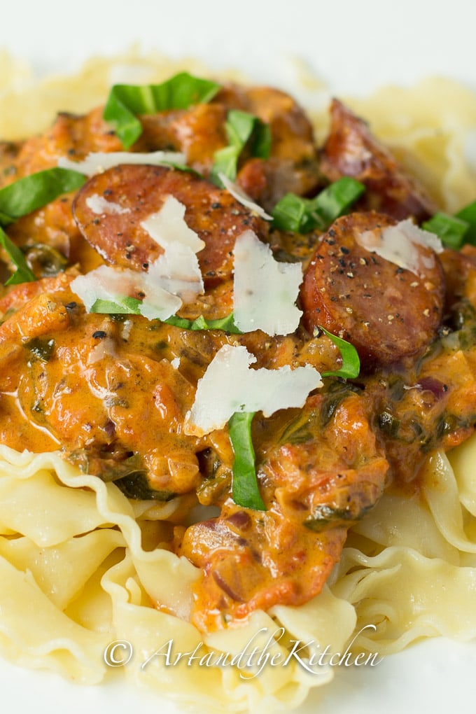 spinach sausage pasta