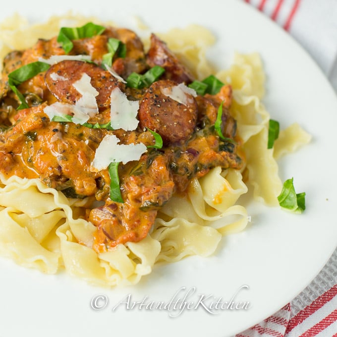 spinach sausage pasta