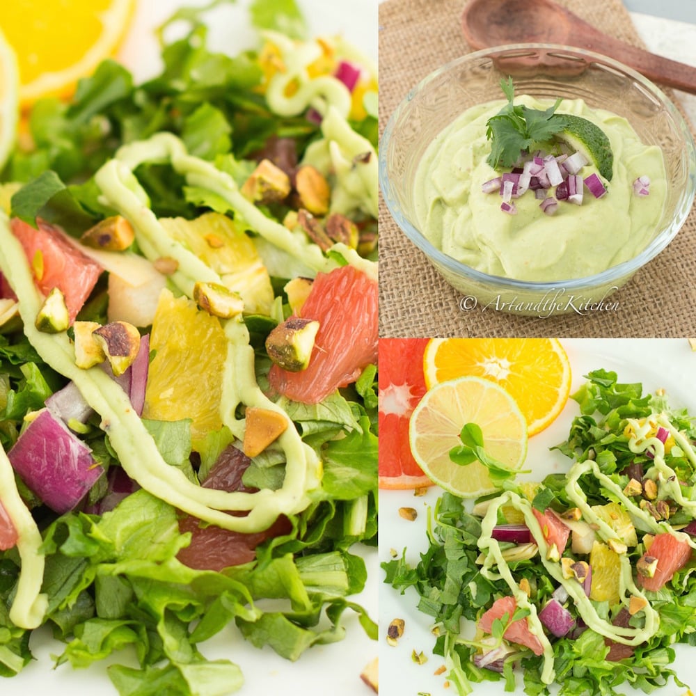 Citrus Salad with Artichokes Pistachios Avocado Dressing