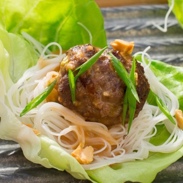 Meatball Rice Noodle Lettuce Wraps