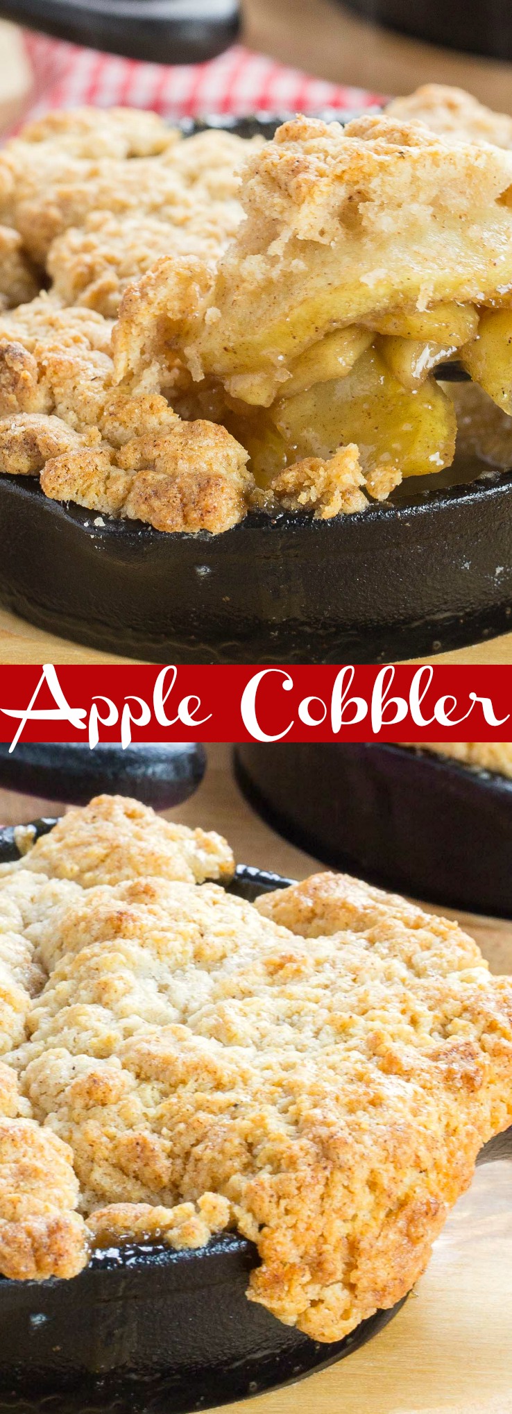Apple Cobbler is a favorite apple dessert that is easy to make! Savory cinnamon apple filling topped with a buttery crisp crust. via @artandthekitch