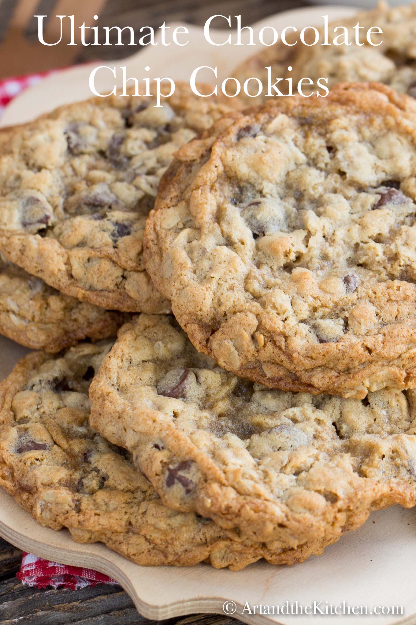 This recipe for Ultimate Chocolate Chip Cookies makes a cookie that is crisp on the outside and the oatmeal give them a chewy inside.  via @artandthekitch