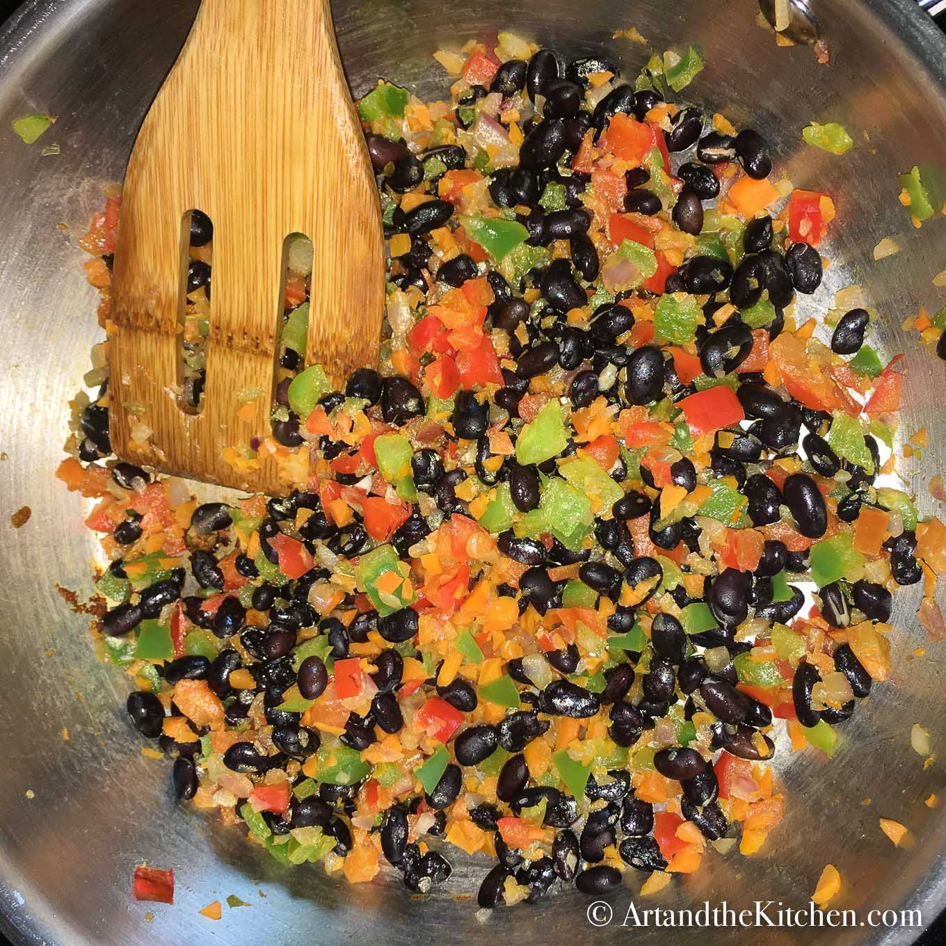 preparing Black Bean Frittata Bites