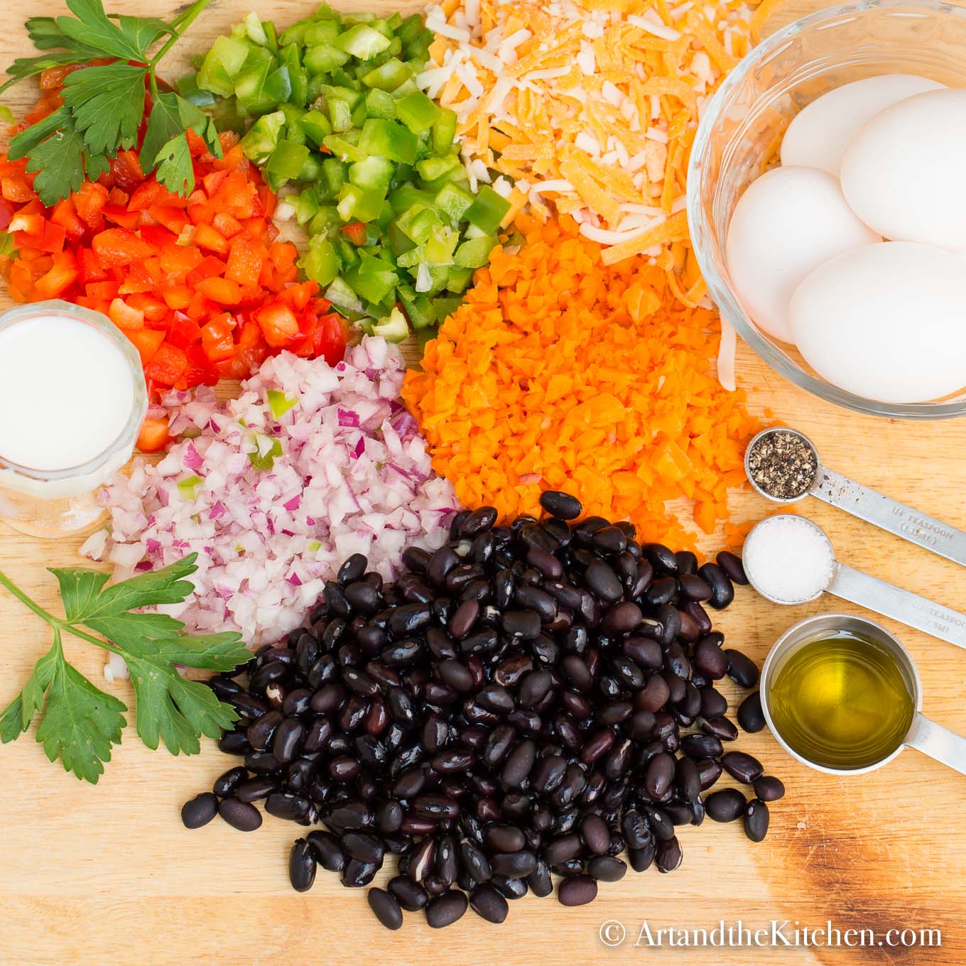 Ingredients for Black Bean Frittata Bites