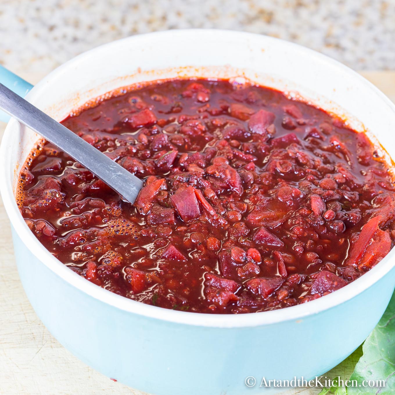 Roasted Beet Lentil Soup