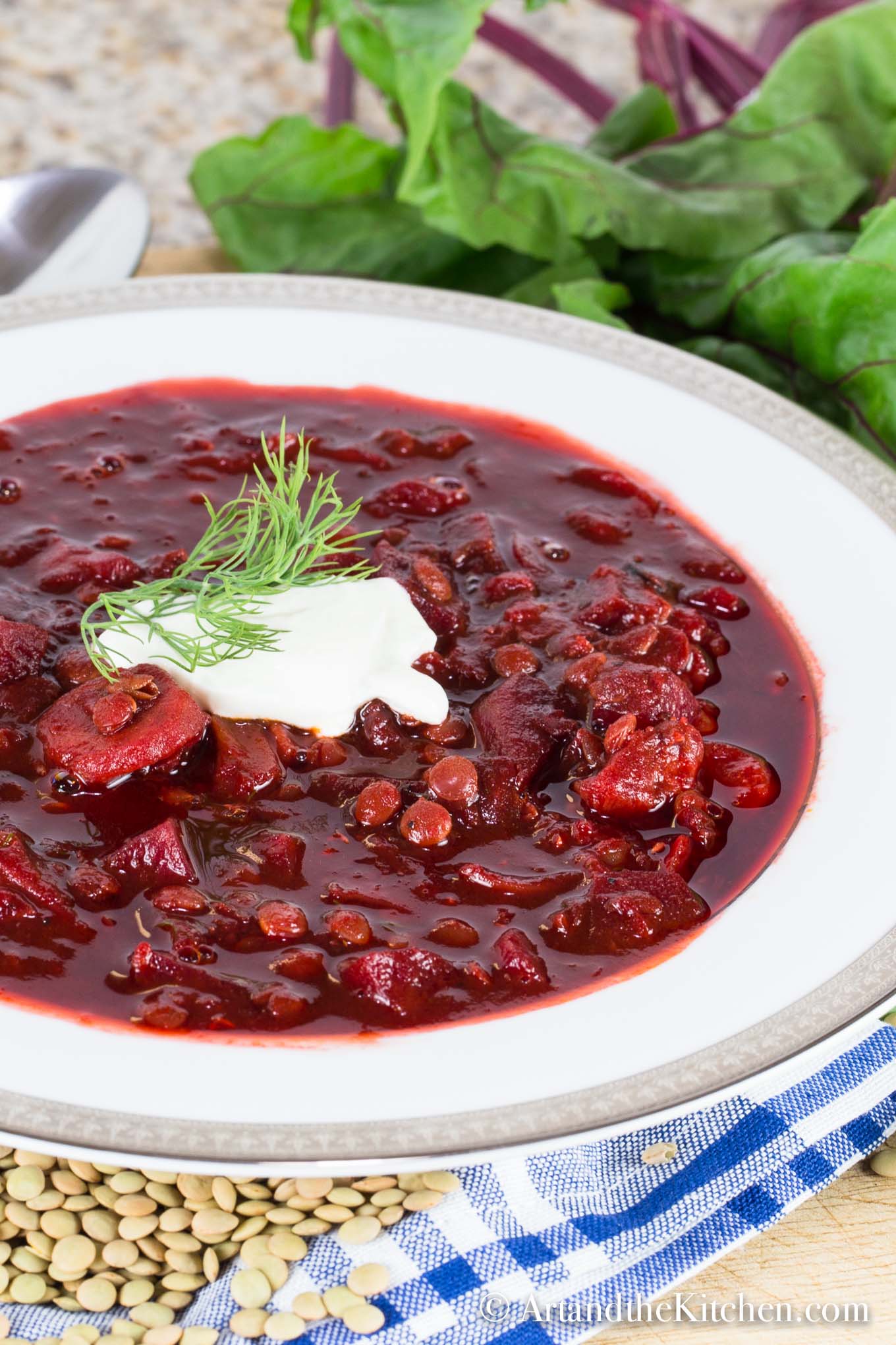 Roasted Beet Lentil Soup