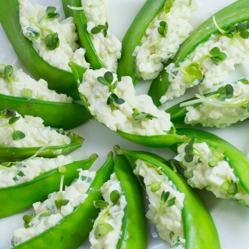 Egg Salad Stuffed Snow Peas