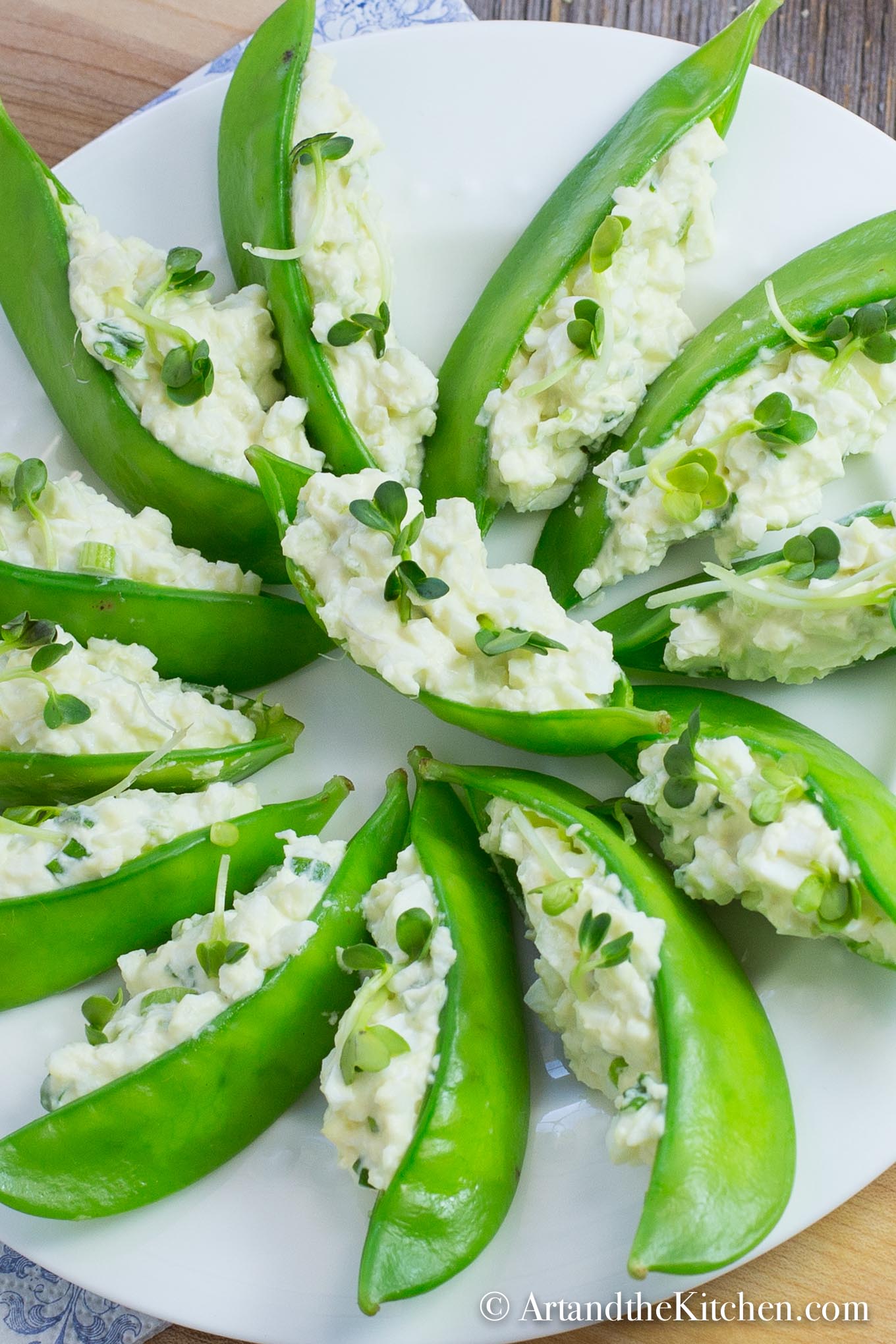 Egg Salad Stuffed Snow Peas