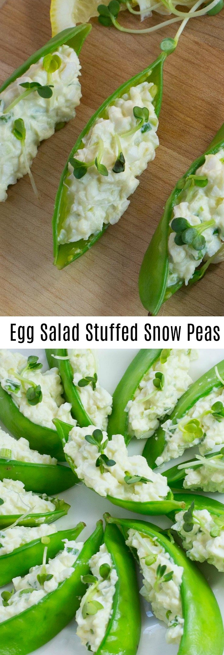 Egg Salad Stuffed Snow Peas