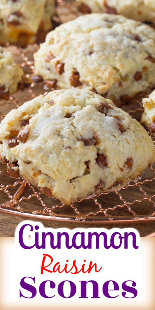 Homemade cinnamon raisin scones are moist and buttery, crumbly on the outside. This best ever scone recipe is tastier than any coffee shop scone. via @artandthekitch