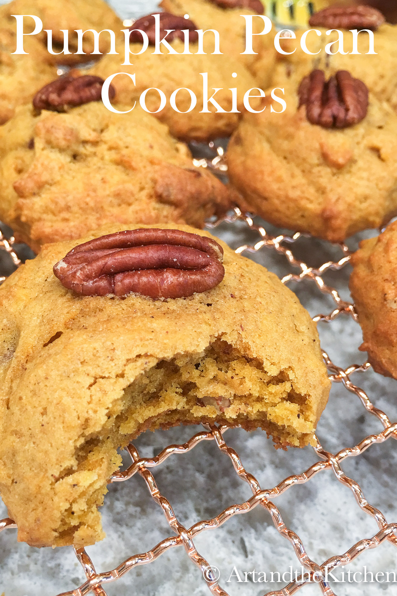 Pumpkin Pecan Cookies that are soft, fluffy and perfectly spiced. via @artandthekitch