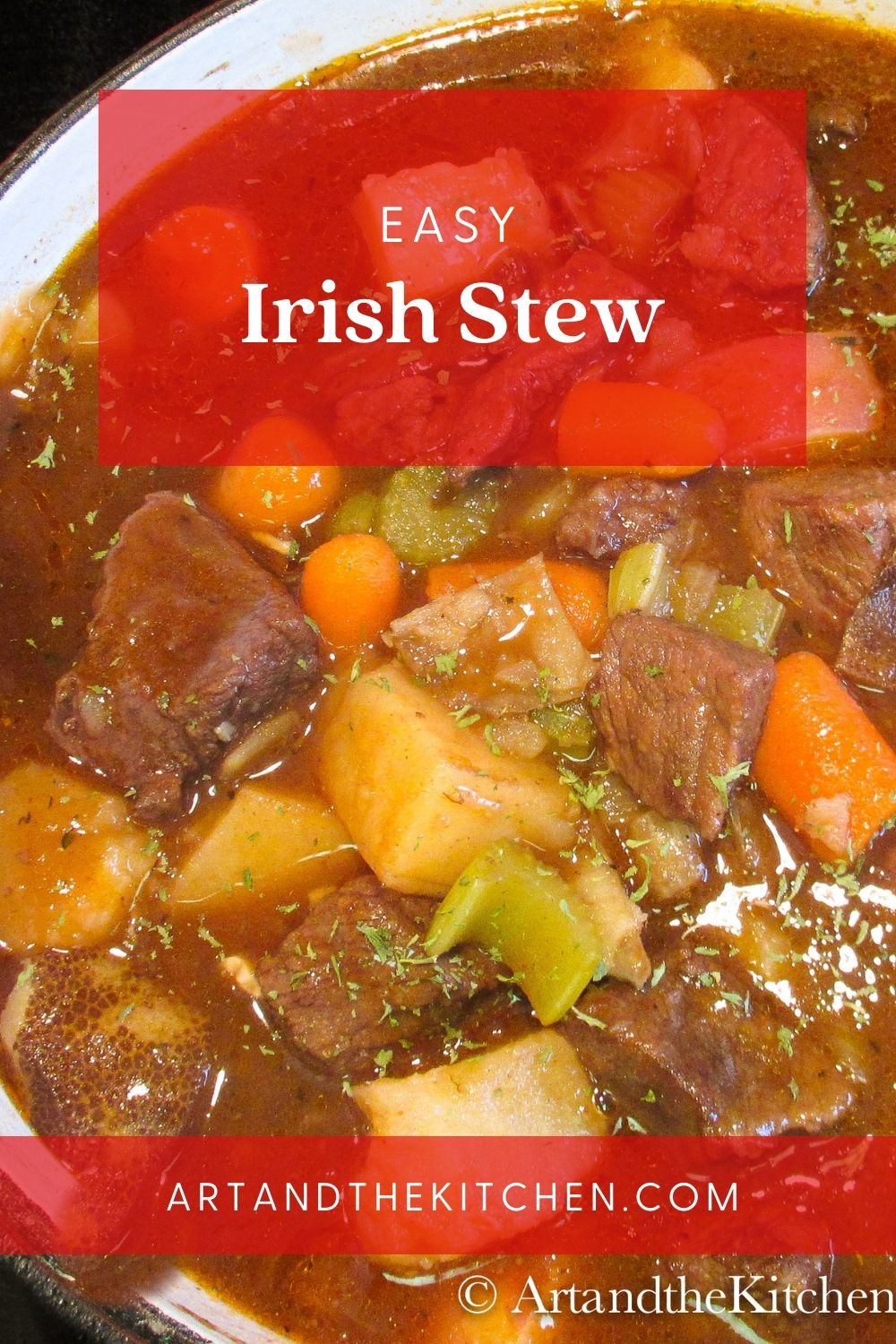Irish Stew with an incredibly flavorful sauce that is made with Guinness Beer and red wine. via @artandthekitch