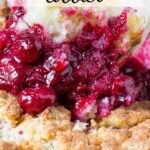 Baked cherries with a golden cobbler topping.