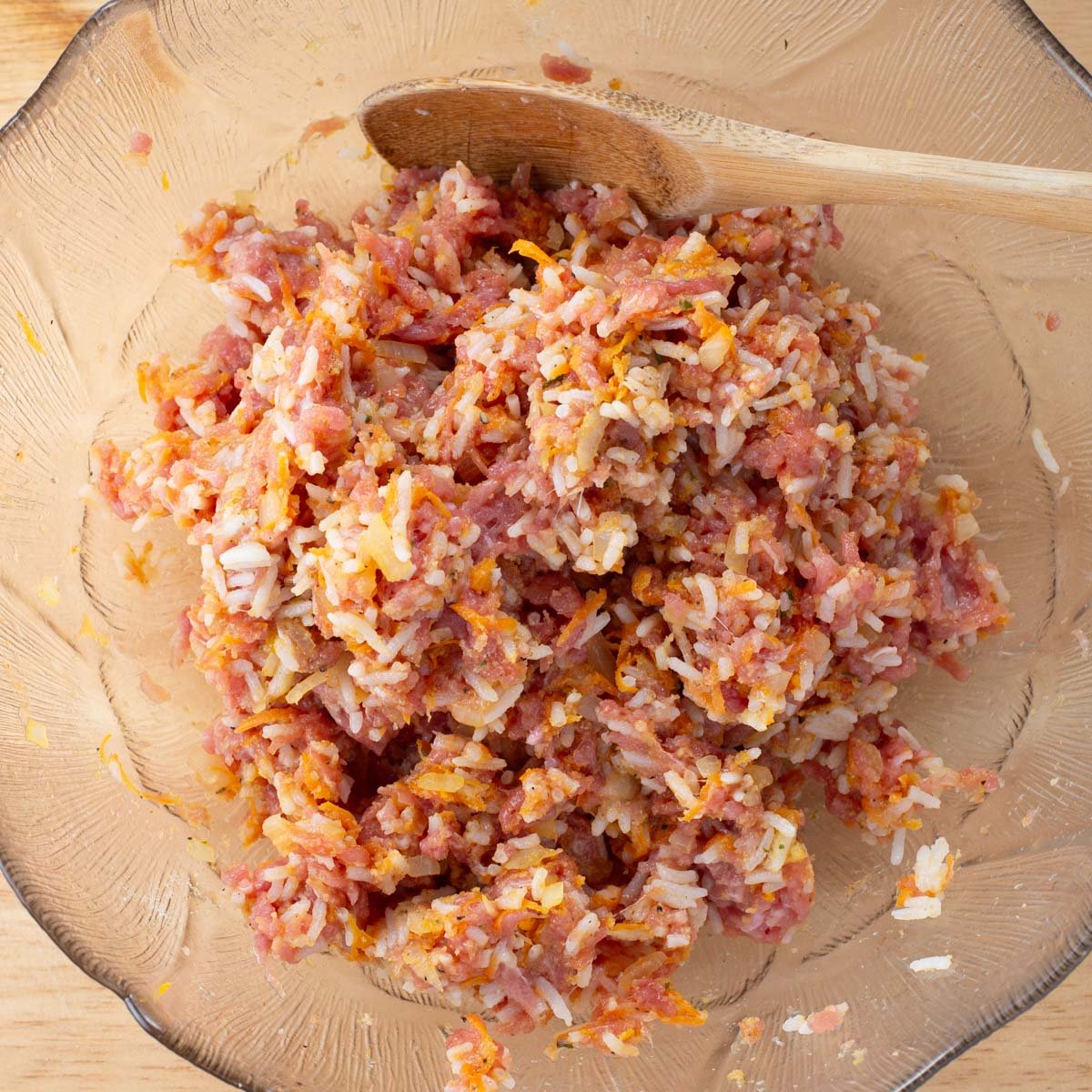 Bowl of ground turkey and rice mixture.