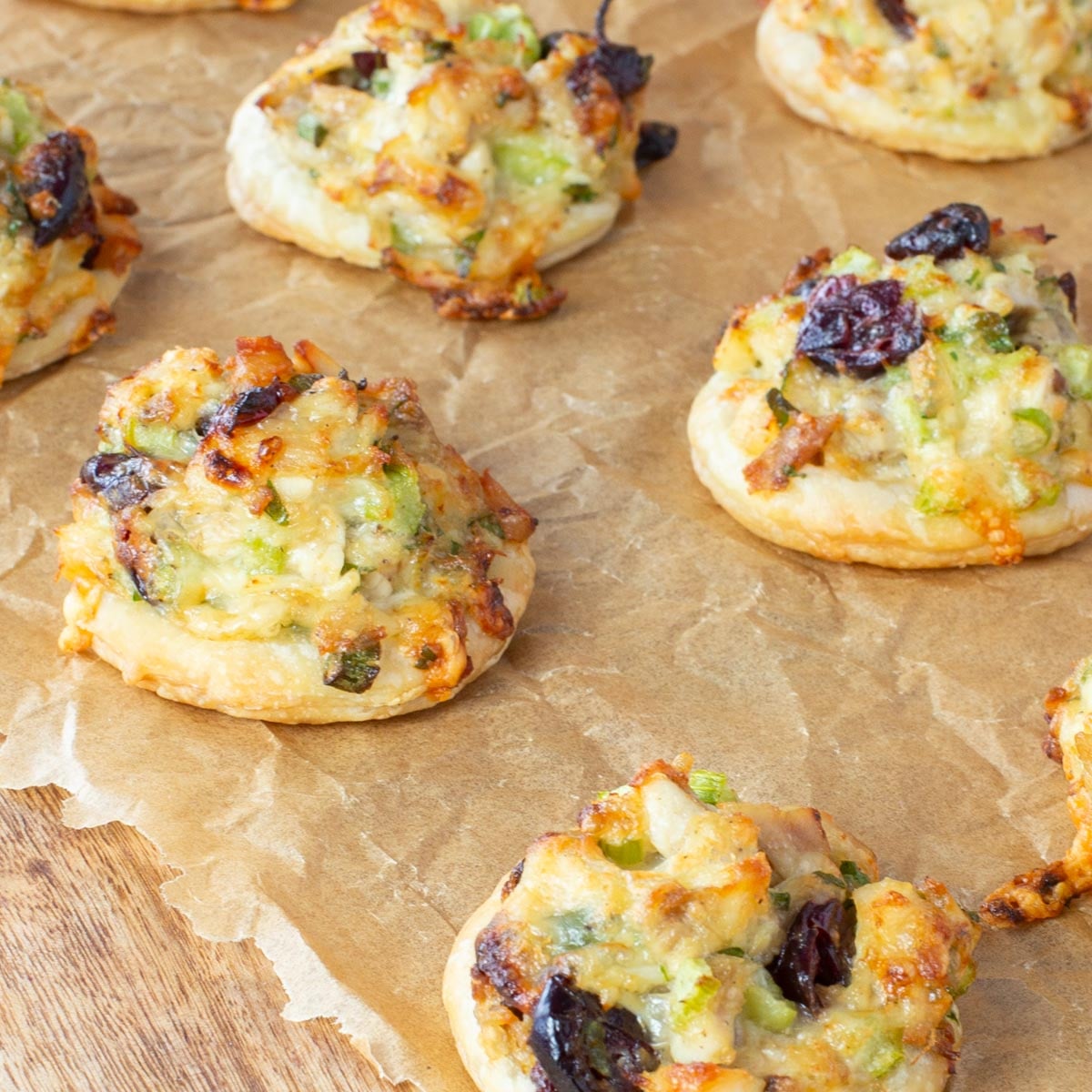 Turkey Cranberry Puff Pastry Bites